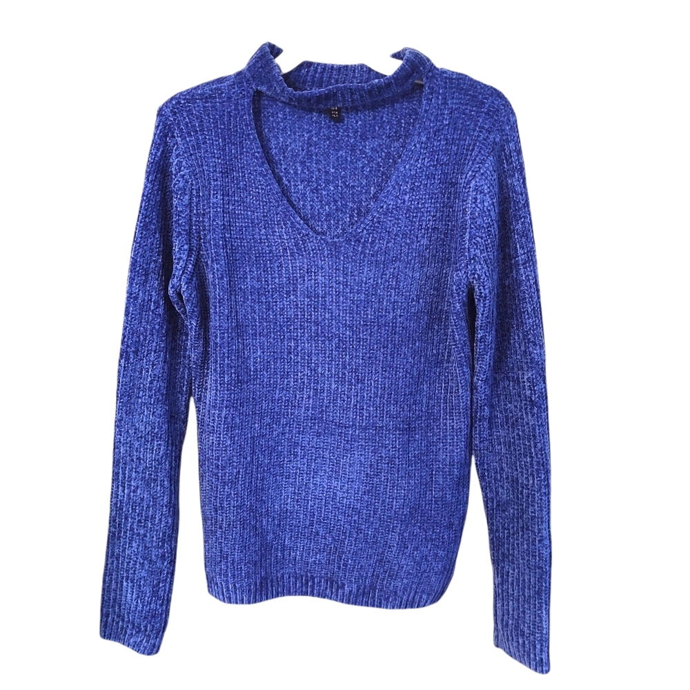 Royal Blue Chenille Choker Sweater
